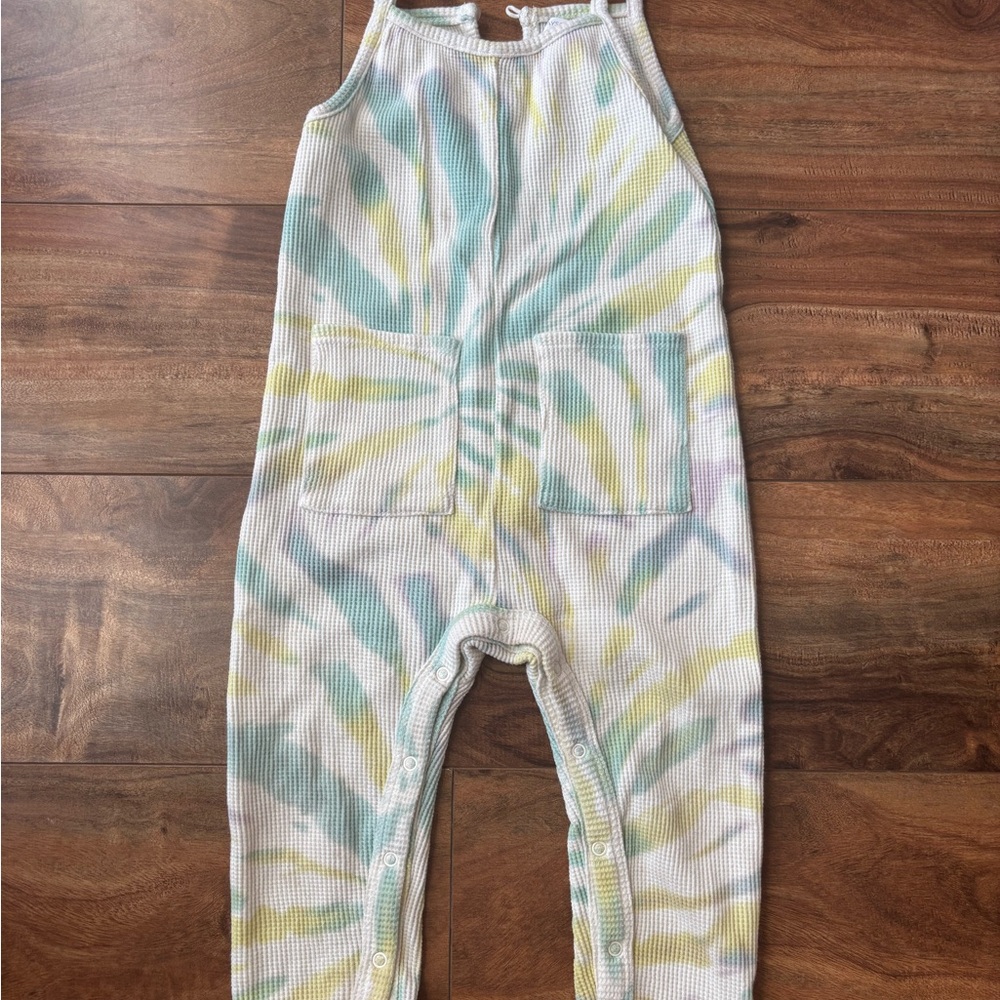 Blue and Yellow Tie-Dye Jumpsuit Relaxed Fit